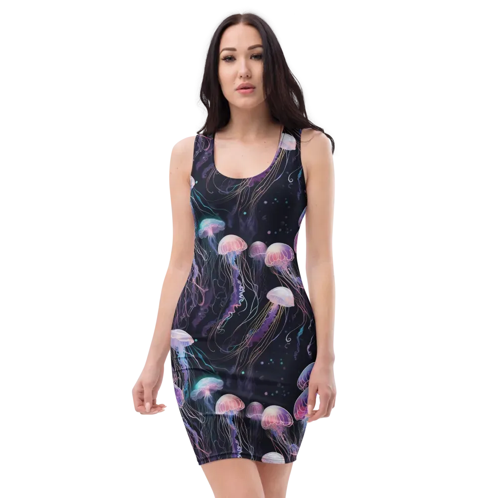 Luminous Drift on Bodycon Dress — Front