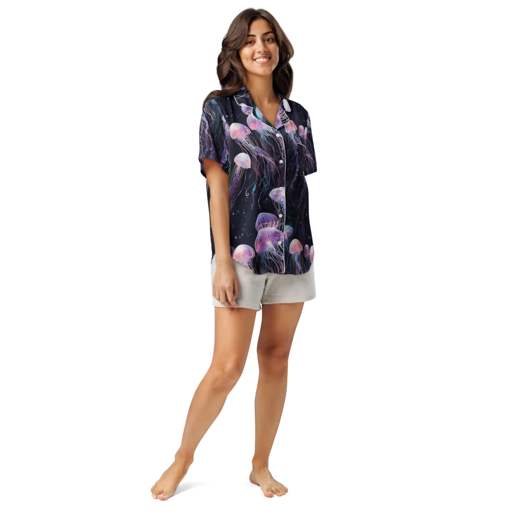 Luminous Drift on Women's Short Sleeve Pajama Top — Front