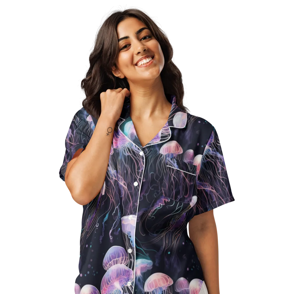 Luminous Drift on Women's Short Sleeve Pajama Top — Front