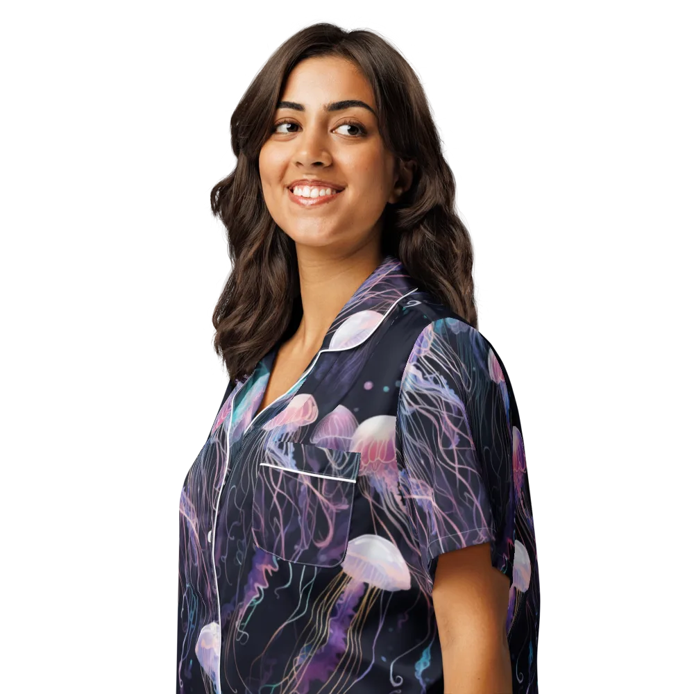 Luminous Drift on Women's Short Sleeve Pajama Top — Left Front