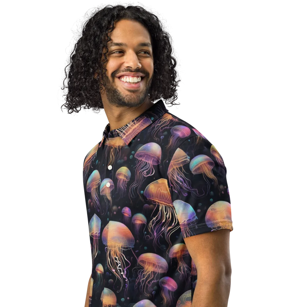 Neon Jelly Reverie on Men's Slim Fit Polo Shirt — Left Front