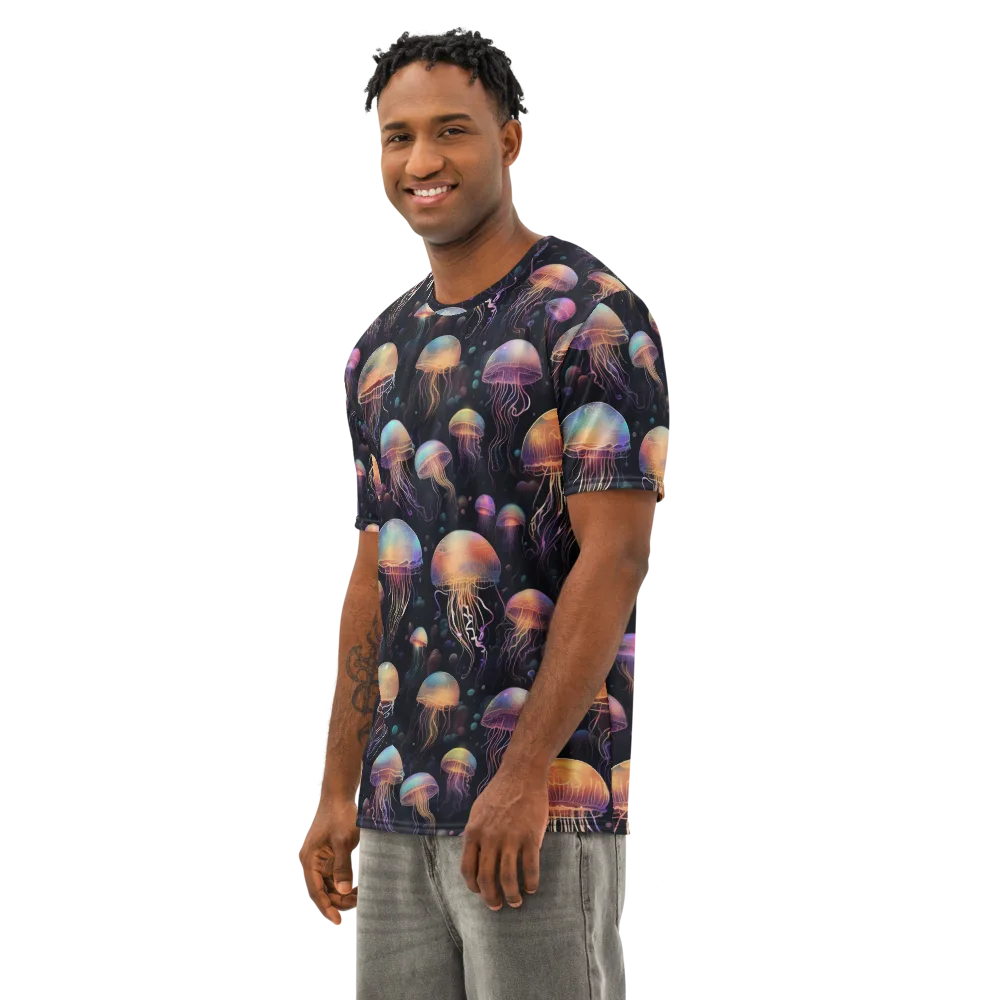 Neon Jelly Reverie on Men's Cotton Crew Neck T-Shirt — Left Front