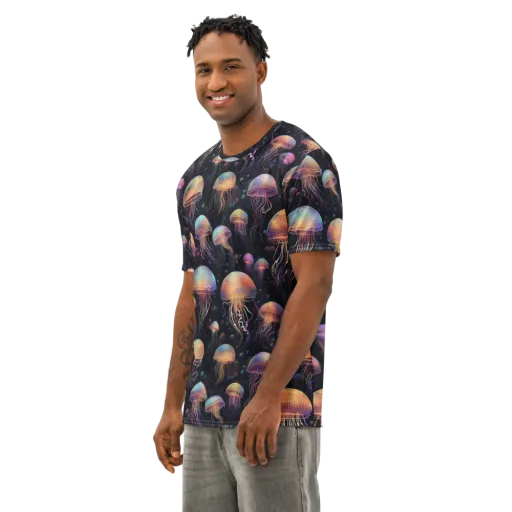 Neon Jelly Reverie on a Men's Cotton Crew Neck T-Shirt