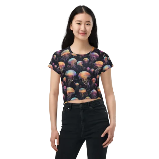 Neon Jelly Reverie on a Crop Tee