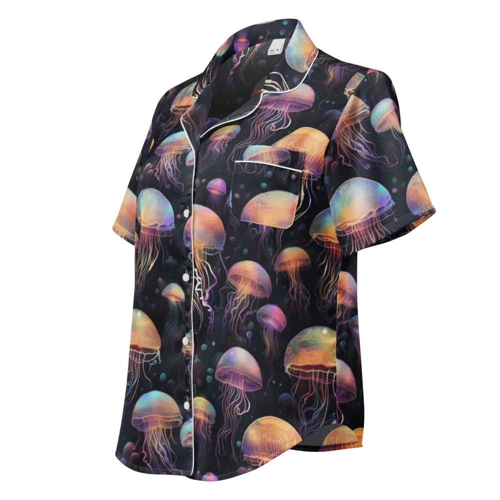 Neon Jelly Reverie on Women's Short Sleeve Pajama Top — Left Front