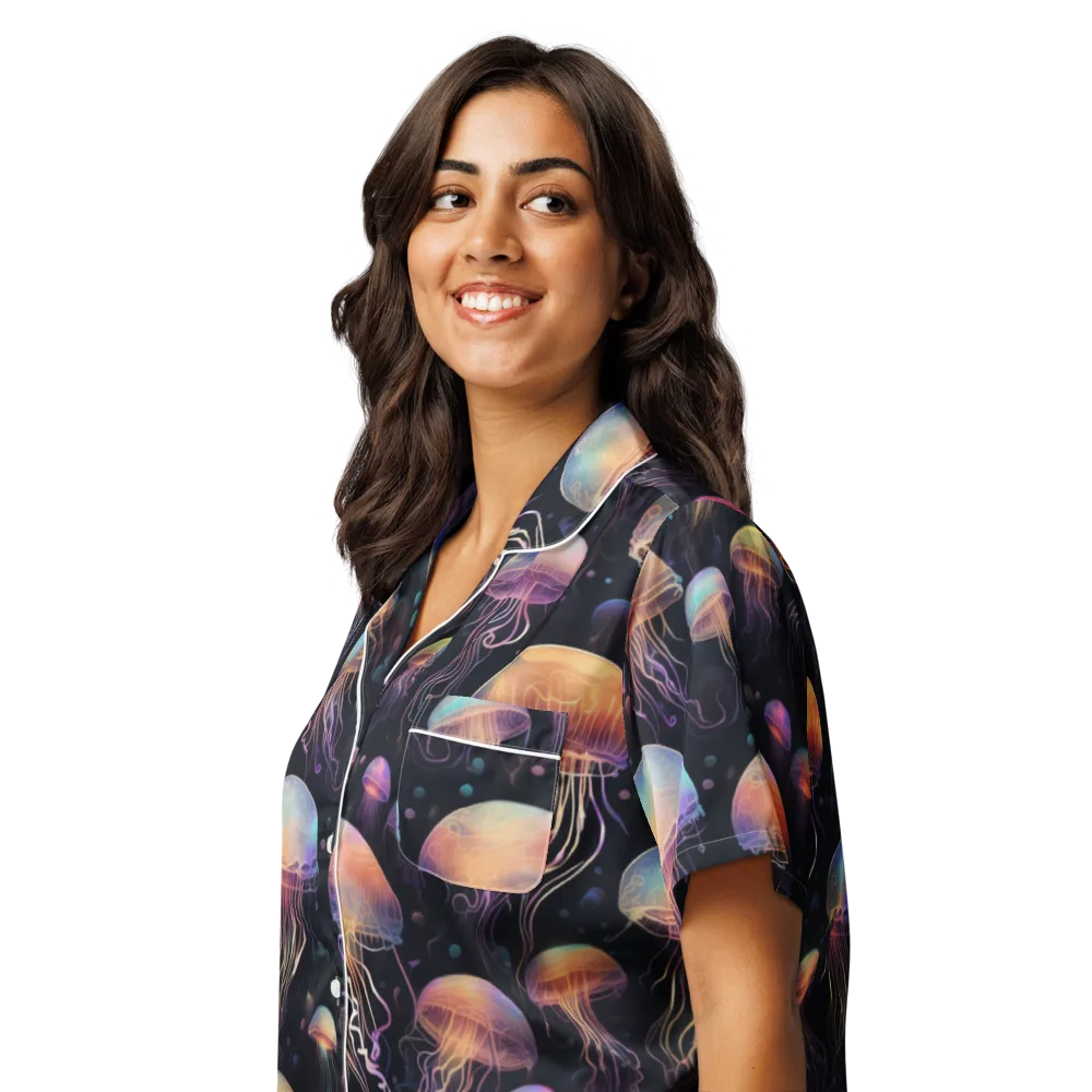 Neon Jelly Reverie on Women's Short Sleeve Pajama Top — Left Front