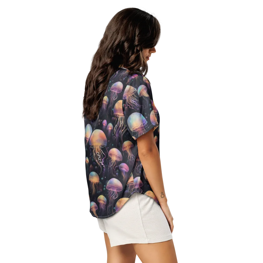 Neon Jelly Reverie on Women's Short Sleeve Pajama Top — Right Back