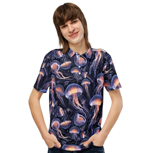 Bioluminescent Ballet on a Men's Slim Fit Polo Shirt