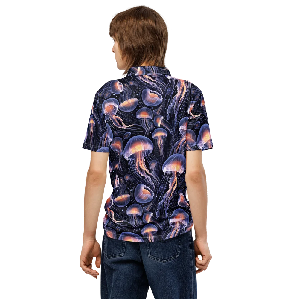 Bioluminescent Ballet on Men's Slim Fit Polo Shirt — Back