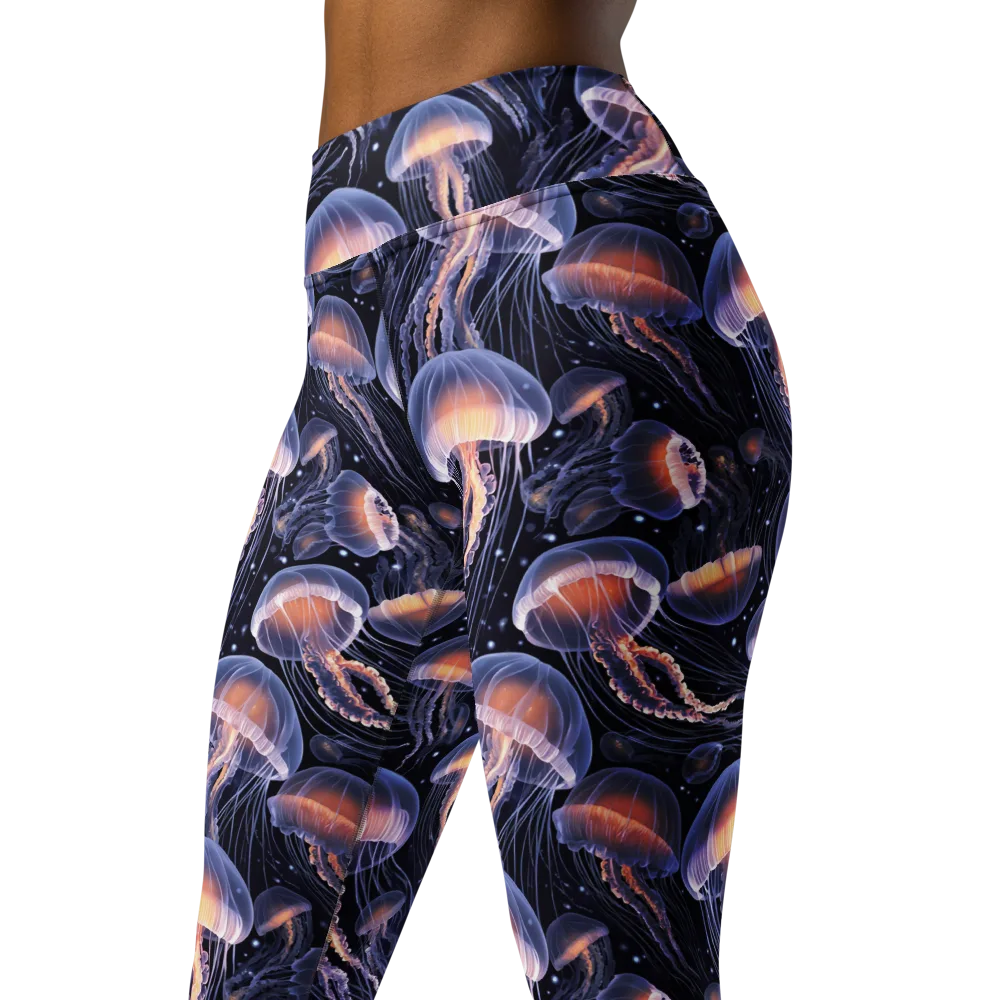 Bioluminescent Ballet on Yoga Leggings — Left Front