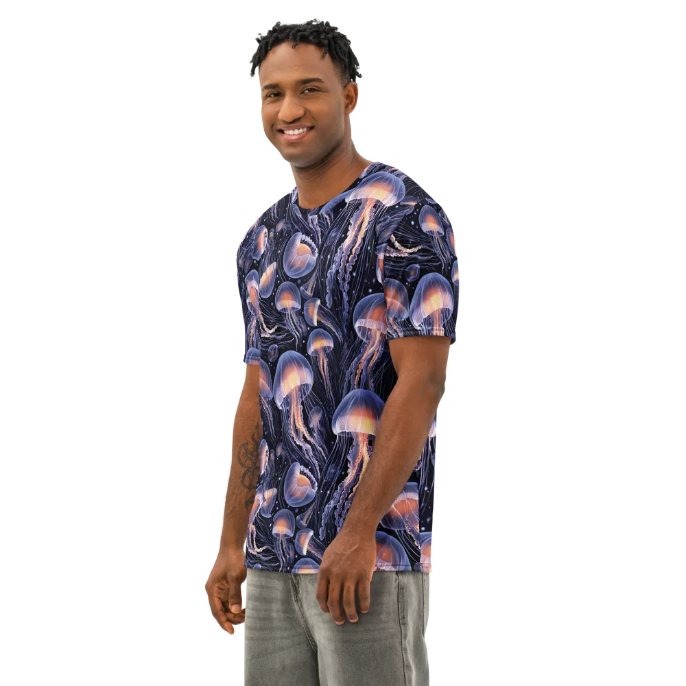 Bioluminescent Ballet on Men's Cotton Crew Neck T-Shirt — Left Front