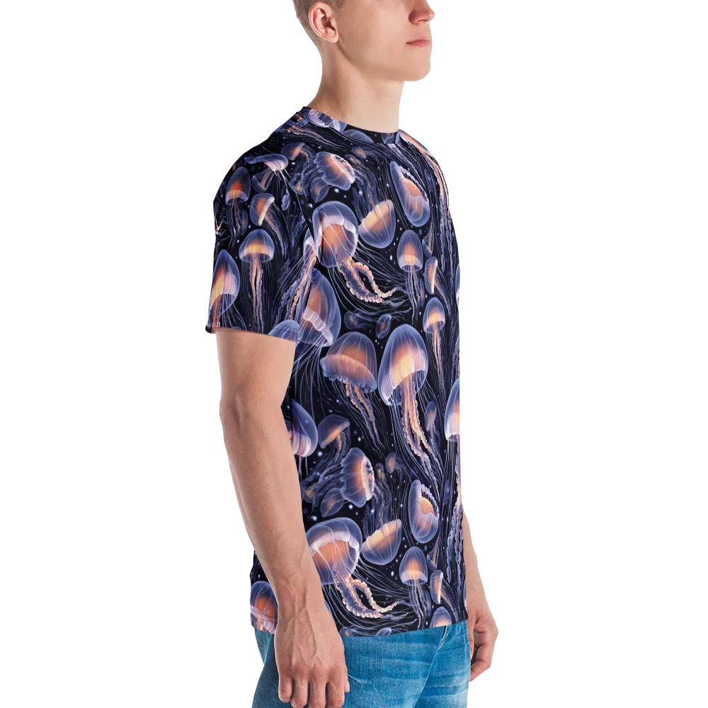 Bioluminescent Ballet on Men's Crew Neck T-Shirt — Right