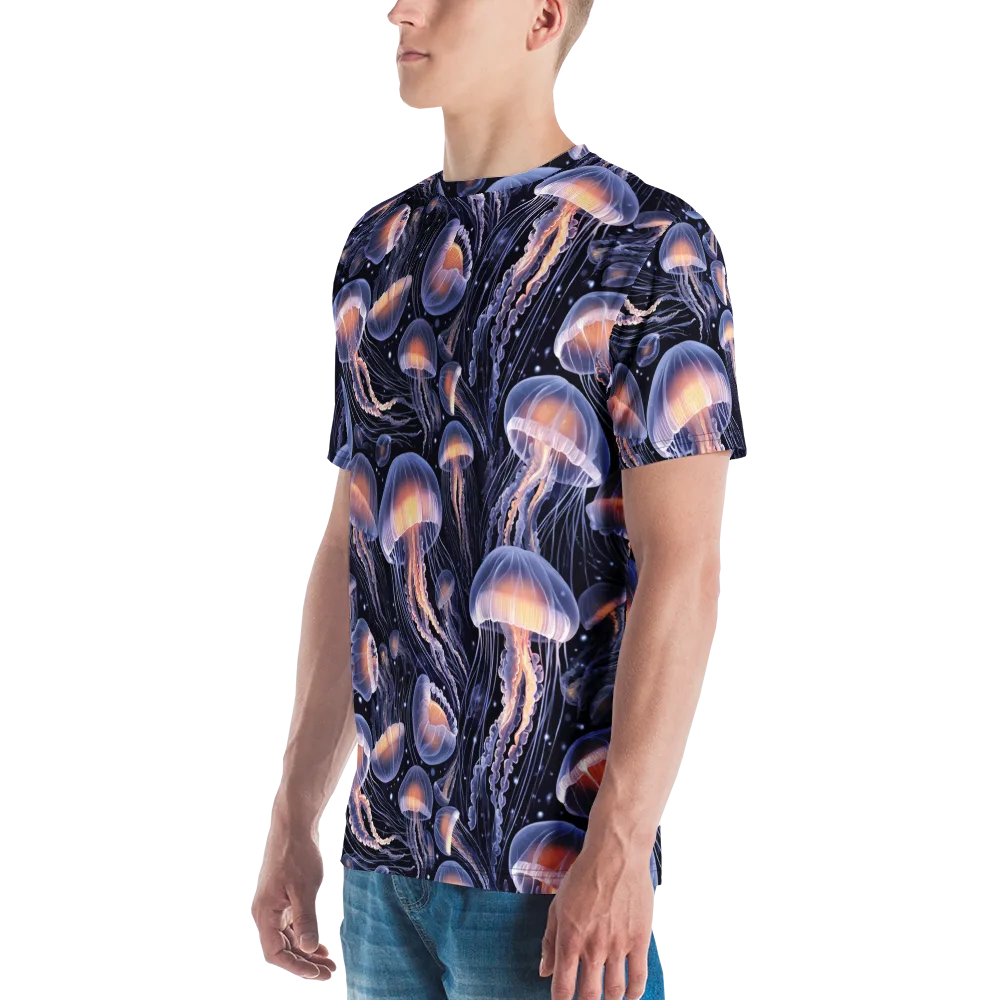 Bioluminescent Ballet on Men's Crew Neck T-Shirt — Left