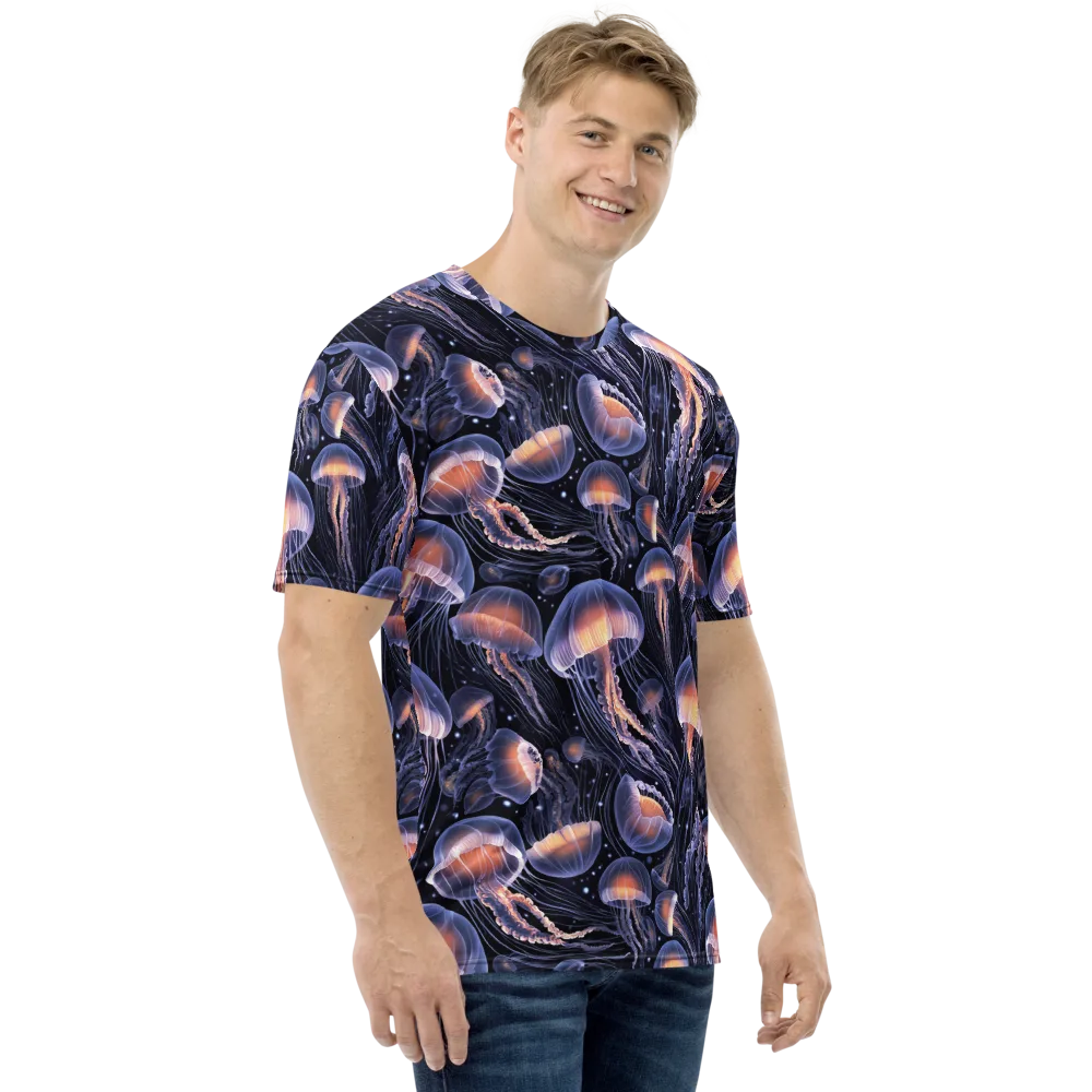 Bioluminescent Ballet on Men's Crew Neck T-Shirt — Right