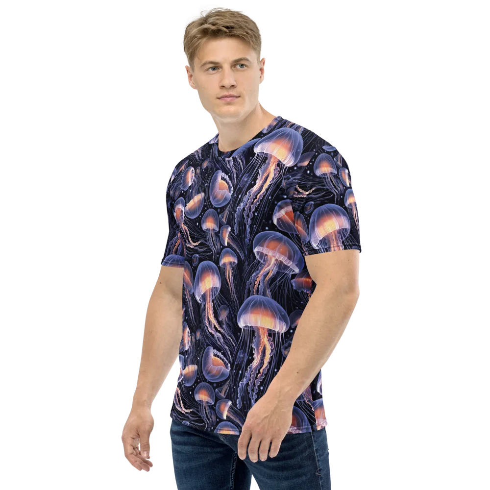Bioluminescent Ballet on Men's Crew Neck T-Shirt — Left