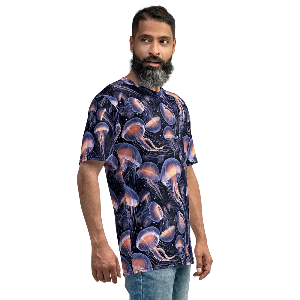 Bioluminescent Ballet on Men's Crew Neck T-Shirt — Right
