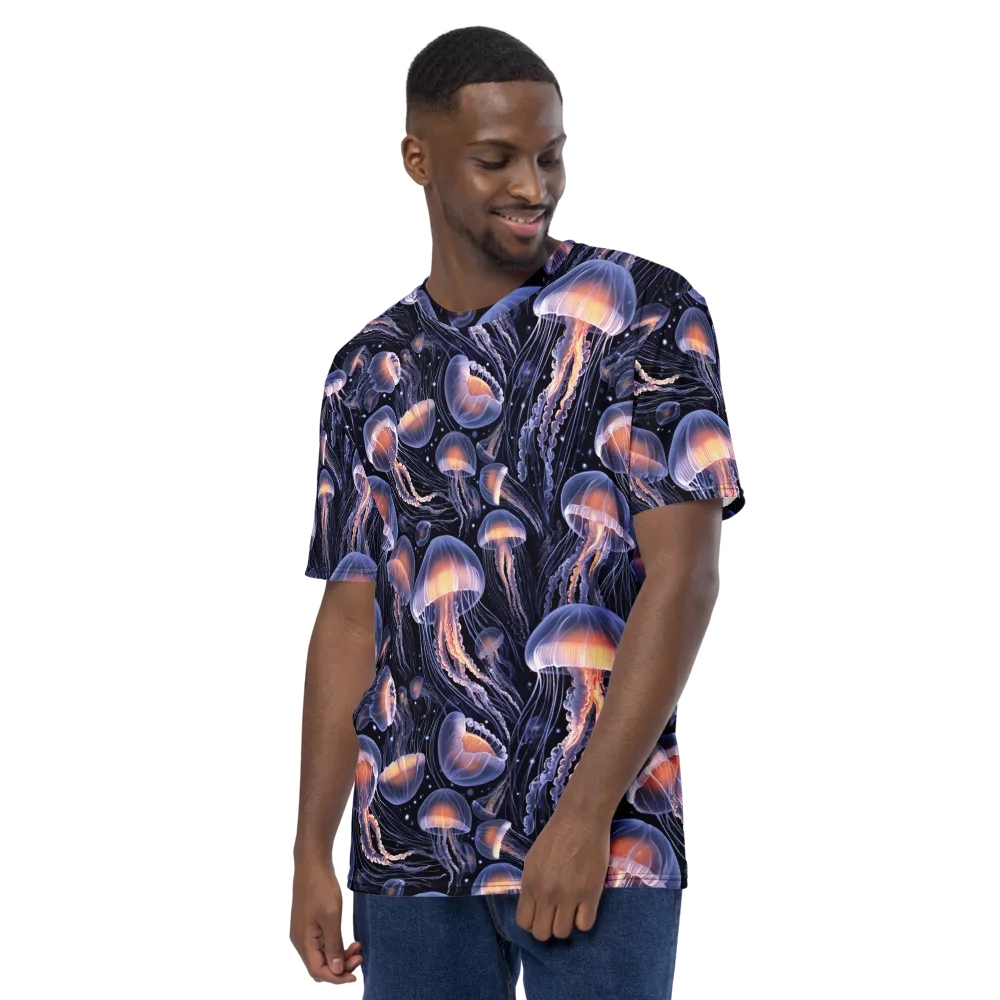 Bioluminescent Ballet on Men's Crew Neck T-Shirt — Left