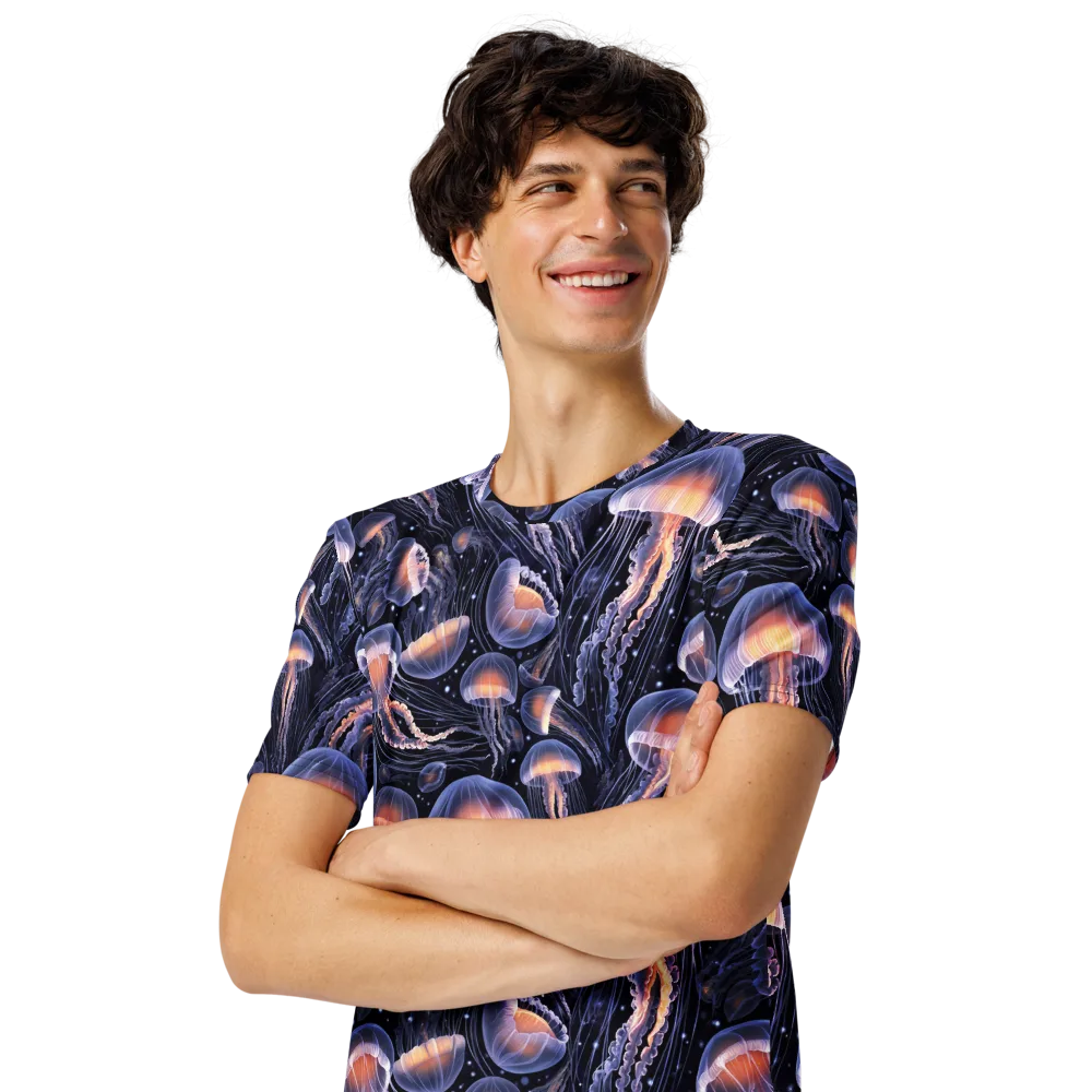 Bioluminescent Ballet on Men's Crew Neck T-Shirt — Left Front