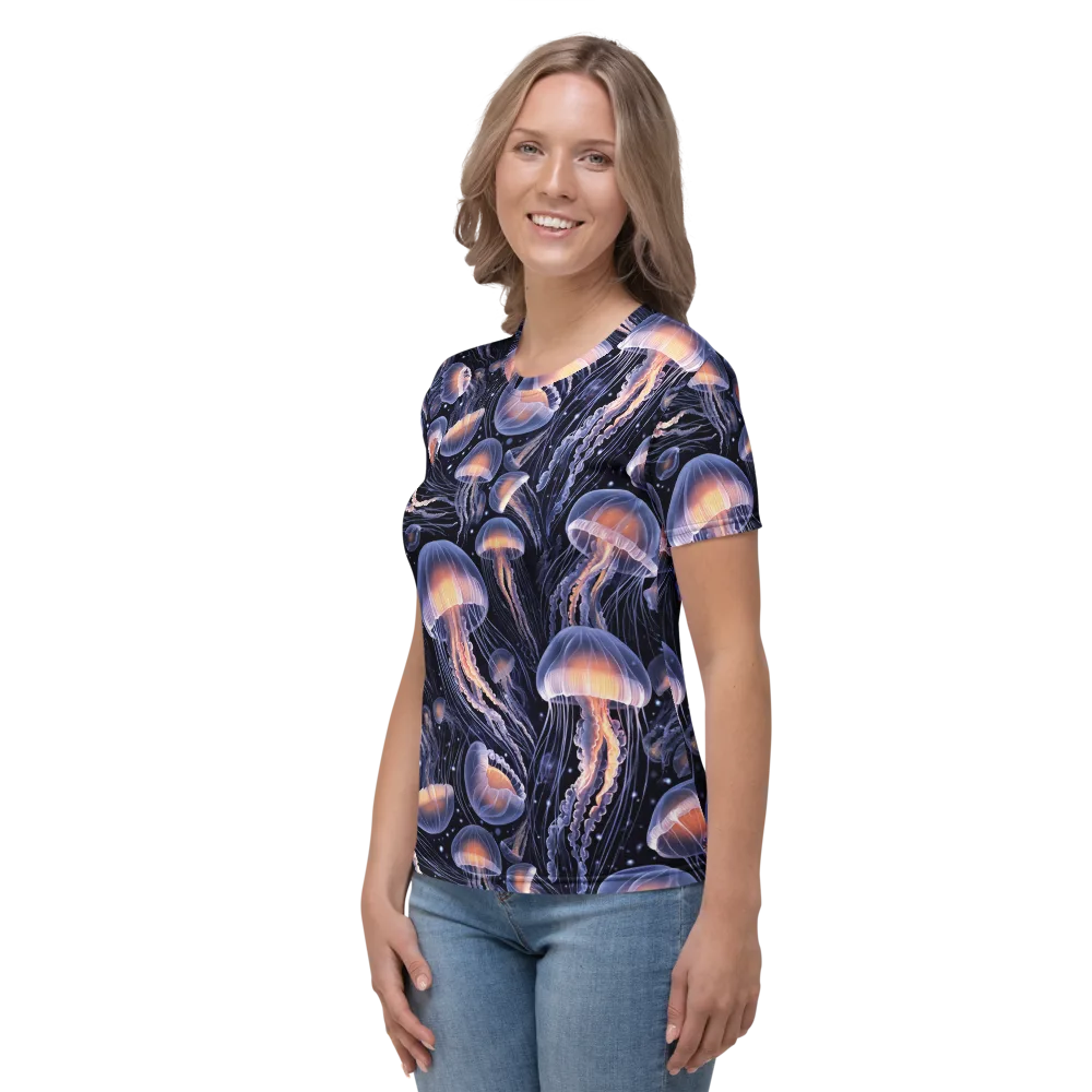 Bioluminescent Ballet on Women's Crew Neck T-Shirt — Left