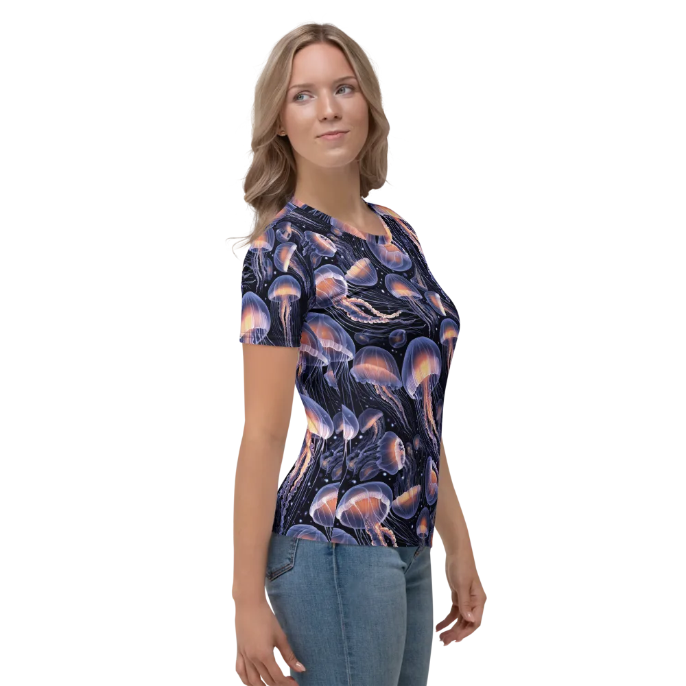 Bioluminescent Ballet on Women's Crew Neck T-Shirt — Right