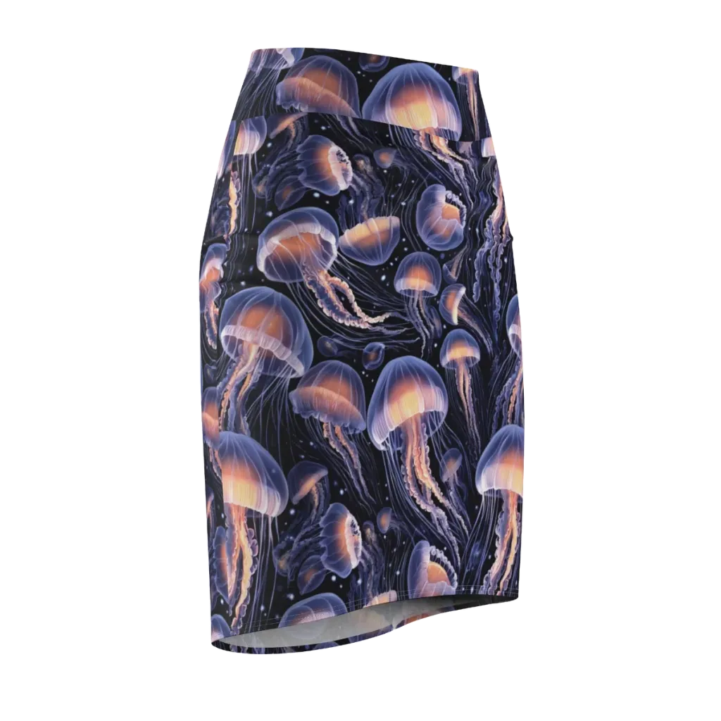 Bioluminescent Ballet on Pencil Skirt — Front Side