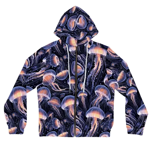 Bioluminescent Ballet on a Women's Full-Zip Hoodie