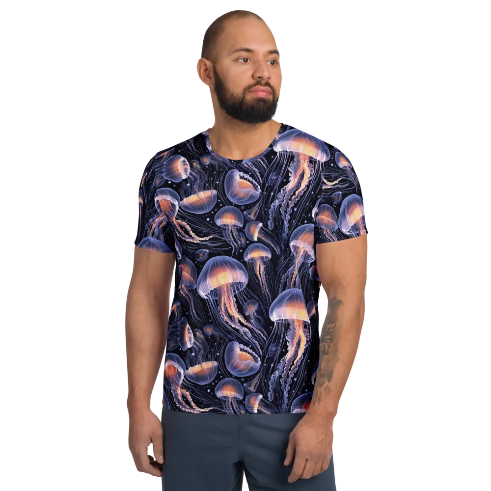 Bioluminescent Ballet on Men's Athletic T-Shirt — Front