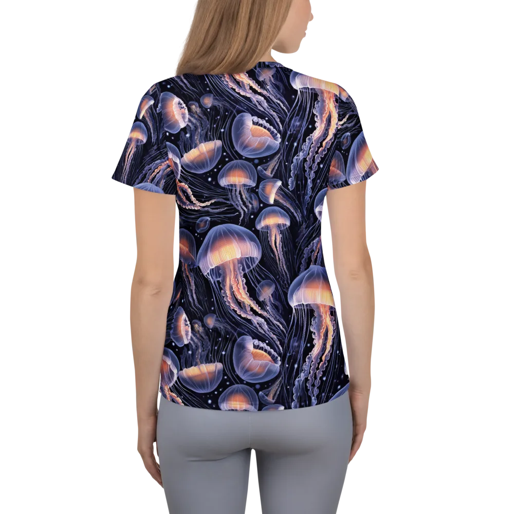 Bioluminescent Ballet on Women's Athletic T-Shirt — Back