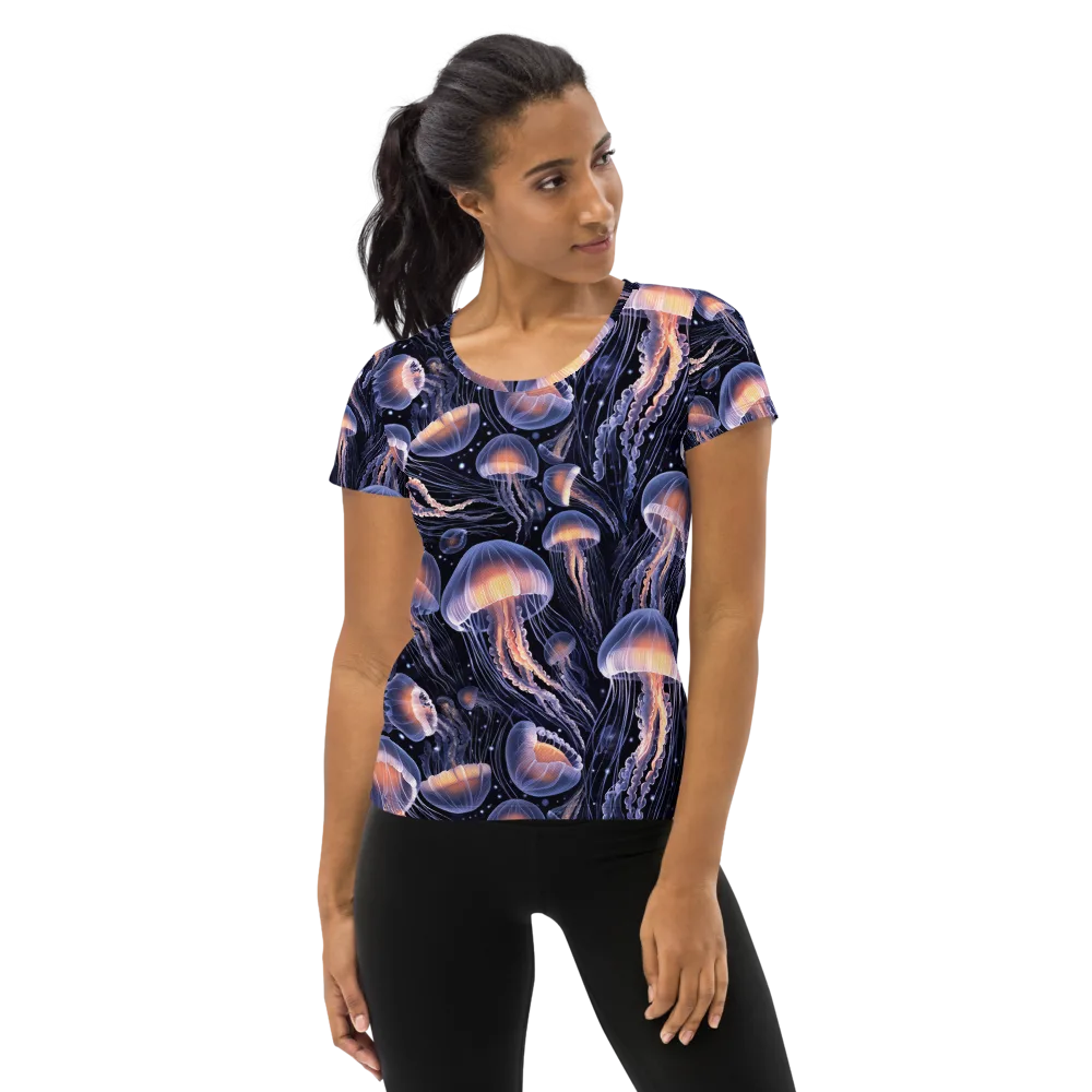 Bioluminescent Ballet on Women's Athletic T-Shirt — Front