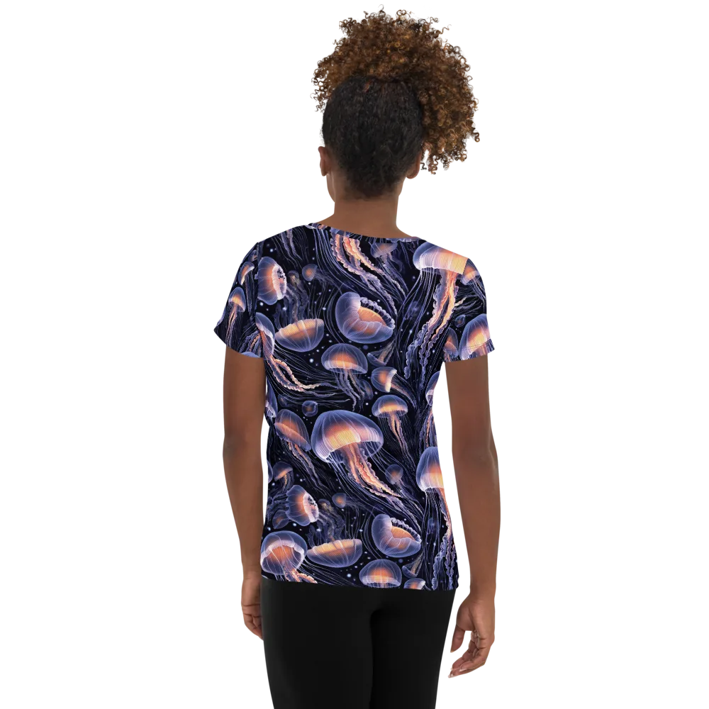 Bioluminescent Ballet on Women's Athletic T-Shirt — Back