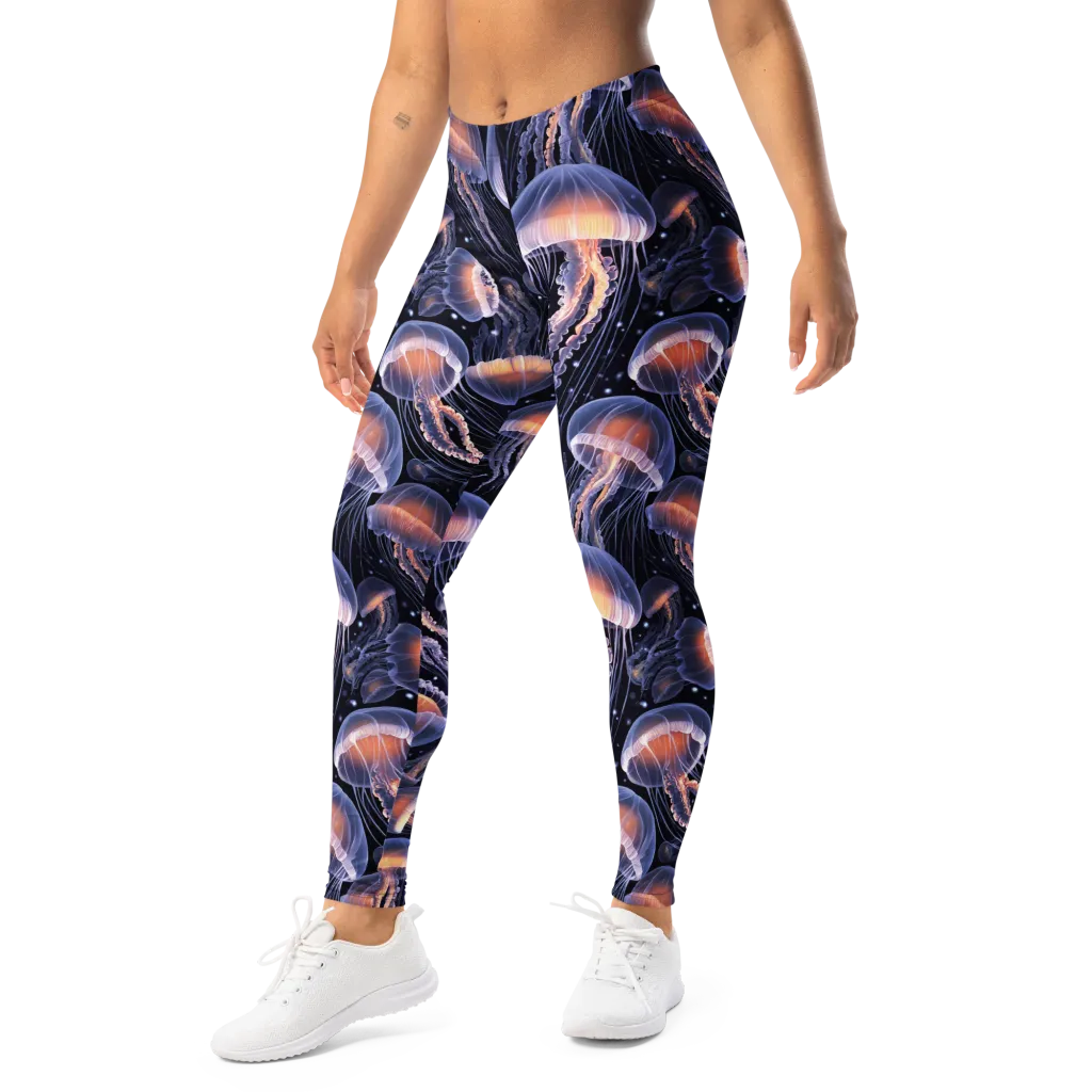 Bioluminescent Ballet on Leggings — Left Front