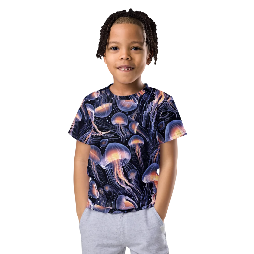 Bioluminescent Ballet on Kids Crew Neck T-Shirt — Front