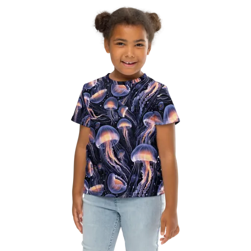 Bioluminescent Ballet on a Kids Crew Neck T-Shirt