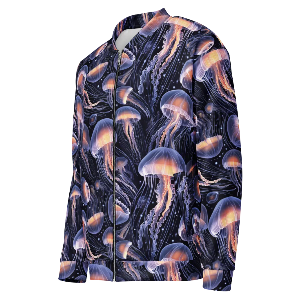Bioluminescent Ballet on Bomber Jacket — Left Front