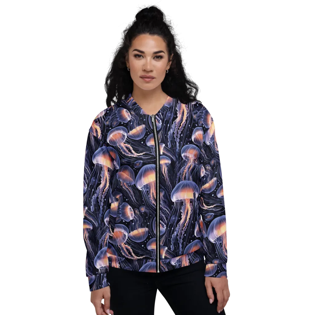 Bioluminescent Ballet on Bomber Jacket — Front