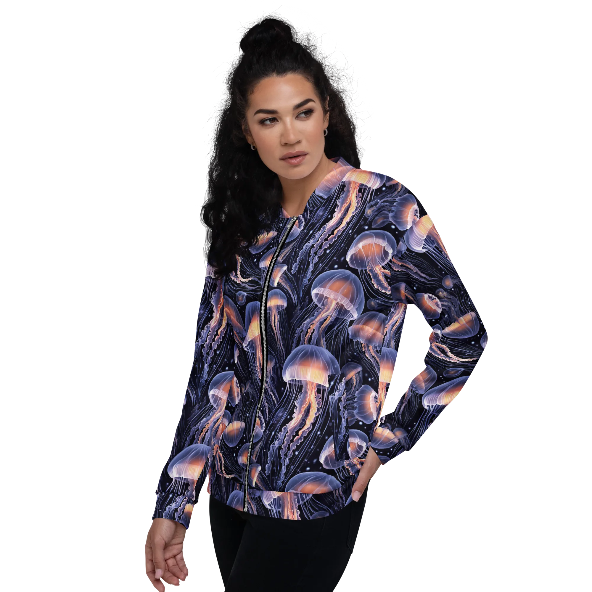 Bioluminescent Ballet on Bomber Jacket — Left