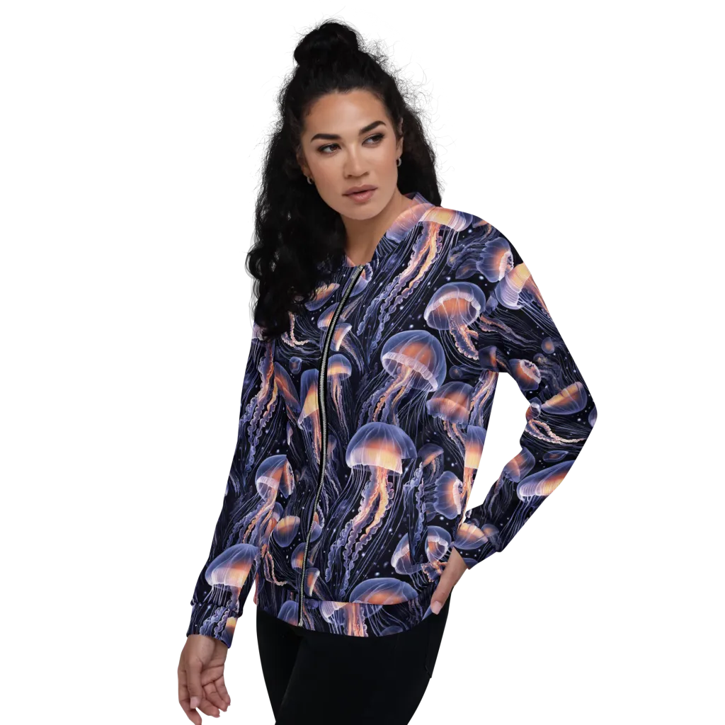 Bioluminescent Ballet on Bomber Jacket — Left