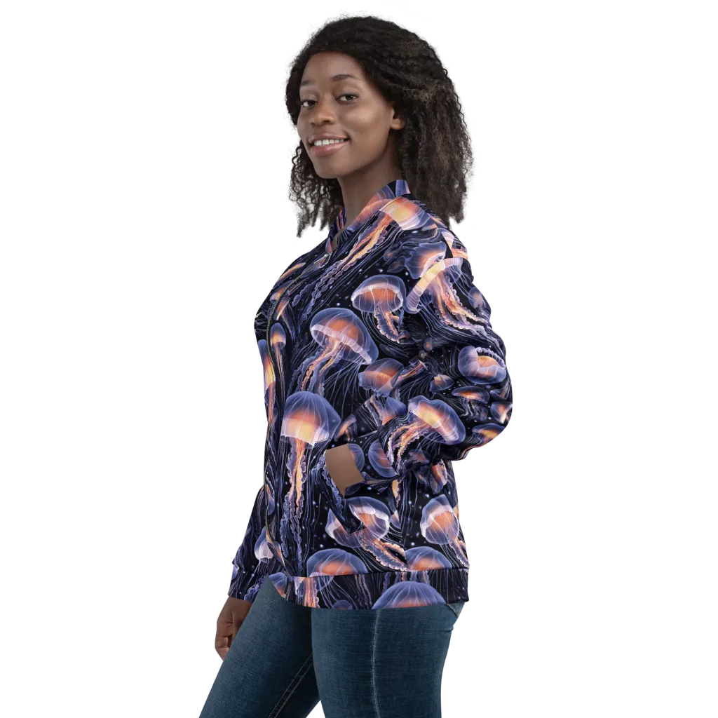 Bioluminescent Ballet on Bomber Jacket — Left