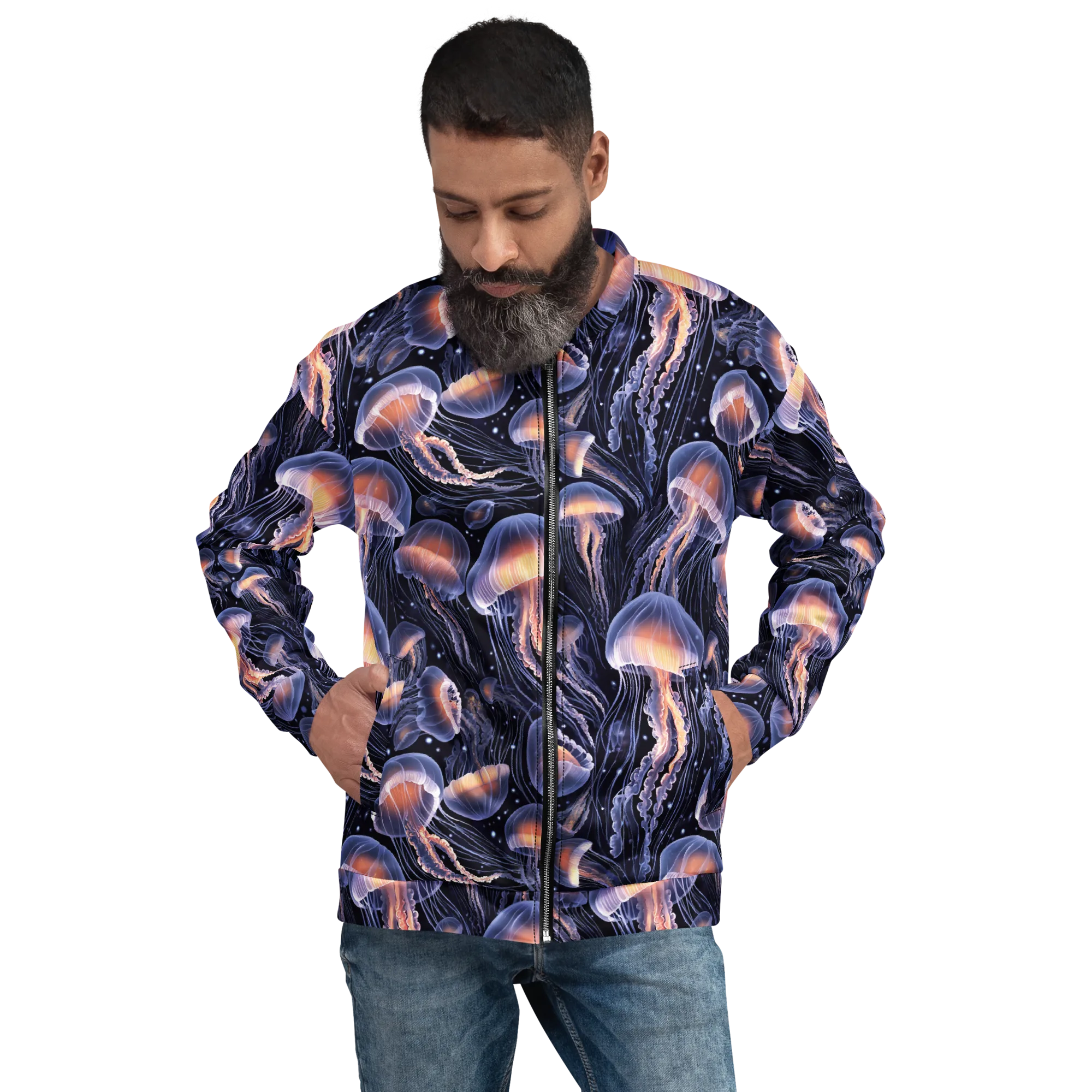 Bioluminescent Ballet on Bomber Jacket — Front