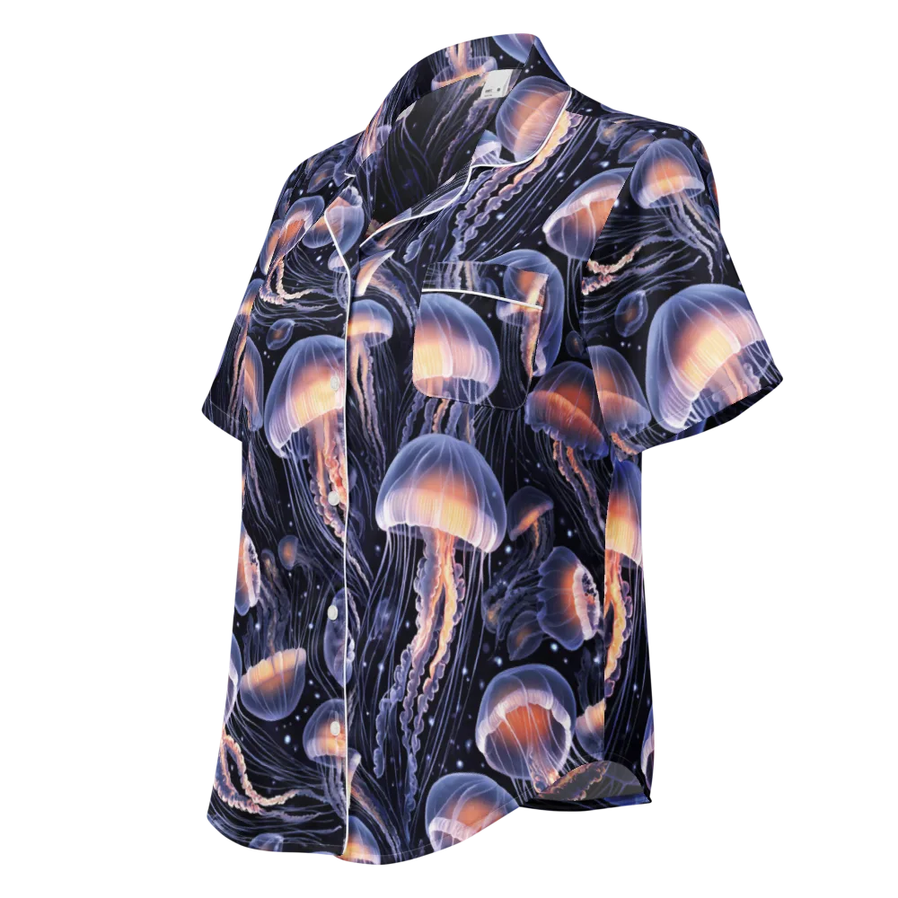 Bioluminescent Ballet on Women's Short Sleeve Pajama Top — Left Front