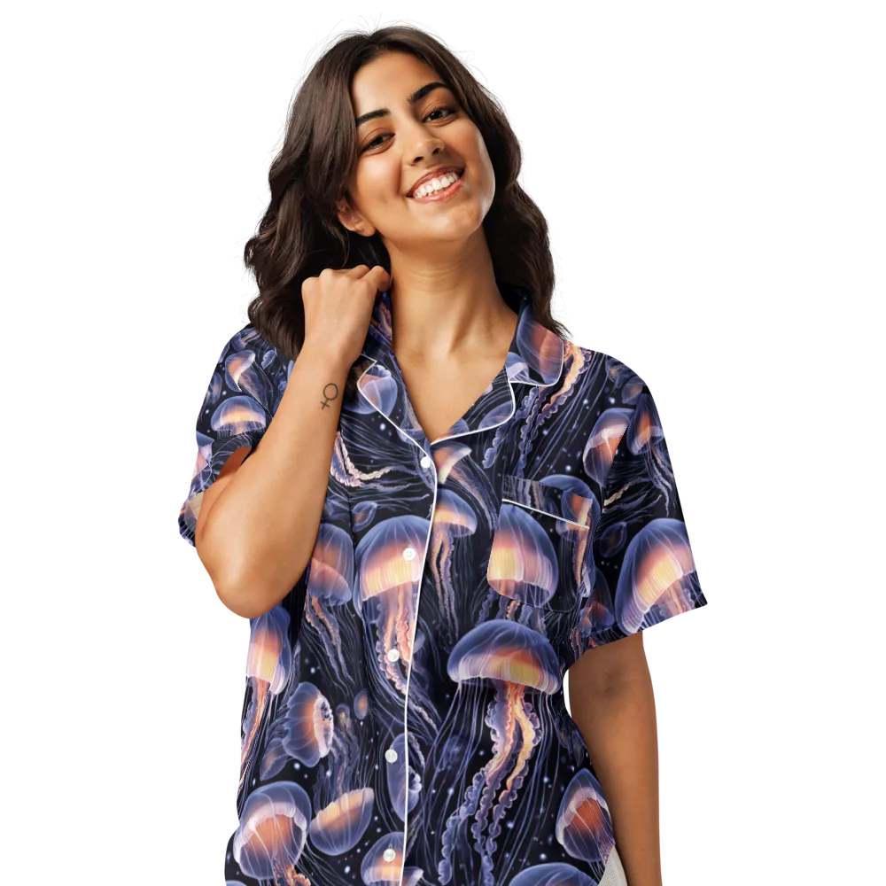 Bioluminescent Ballet on Women's Short Sleeve Pajama Top — Front