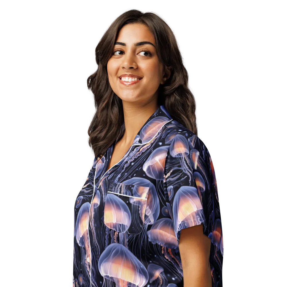 Bioluminescent Ballet on Women's Short Sleeve Pajama Top — Left Front