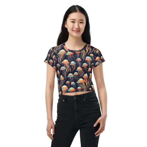 Luminous Current on a Crop Tee