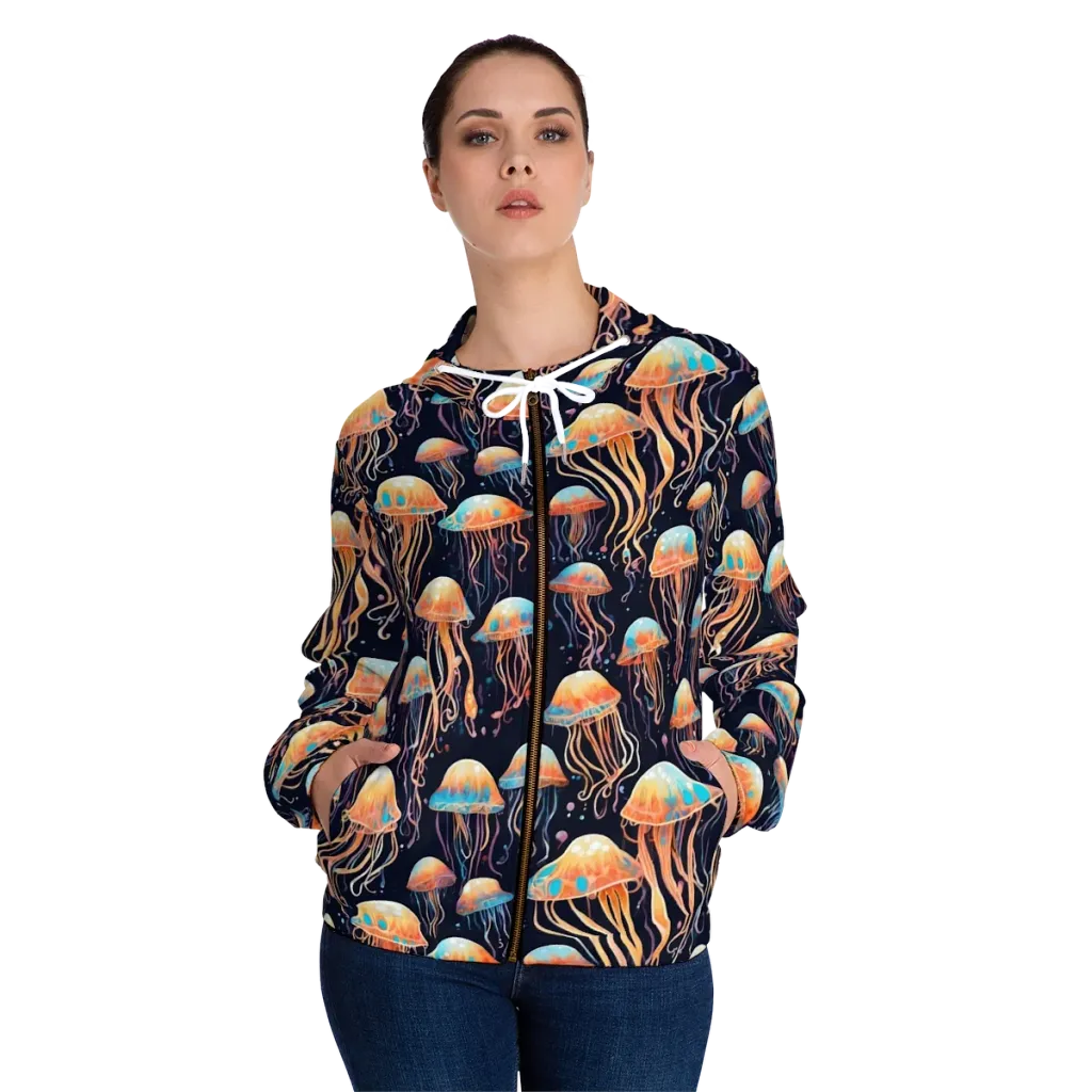 Luminous Current on Women's Full-Zip Hoodie — Front On Person