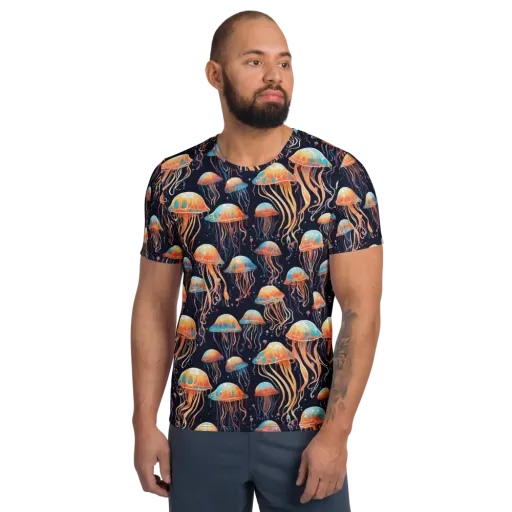 Luminous Current on a Men's Athletic T-Shirt
