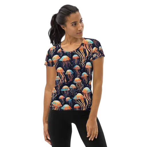 Luminous Current on a Women's Athletic T-Shirt