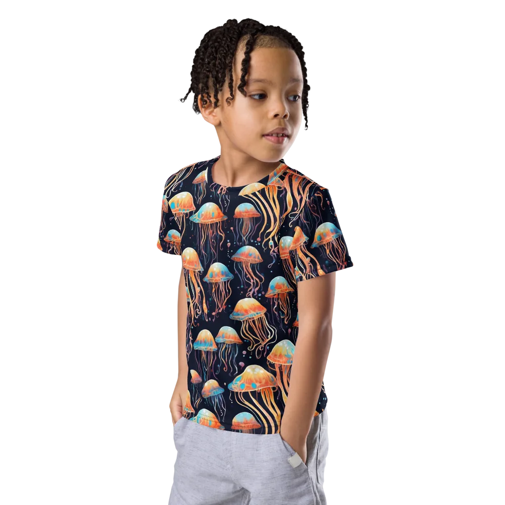 Luminous Current on Kids Crew Neck T-Shirt — Left Front