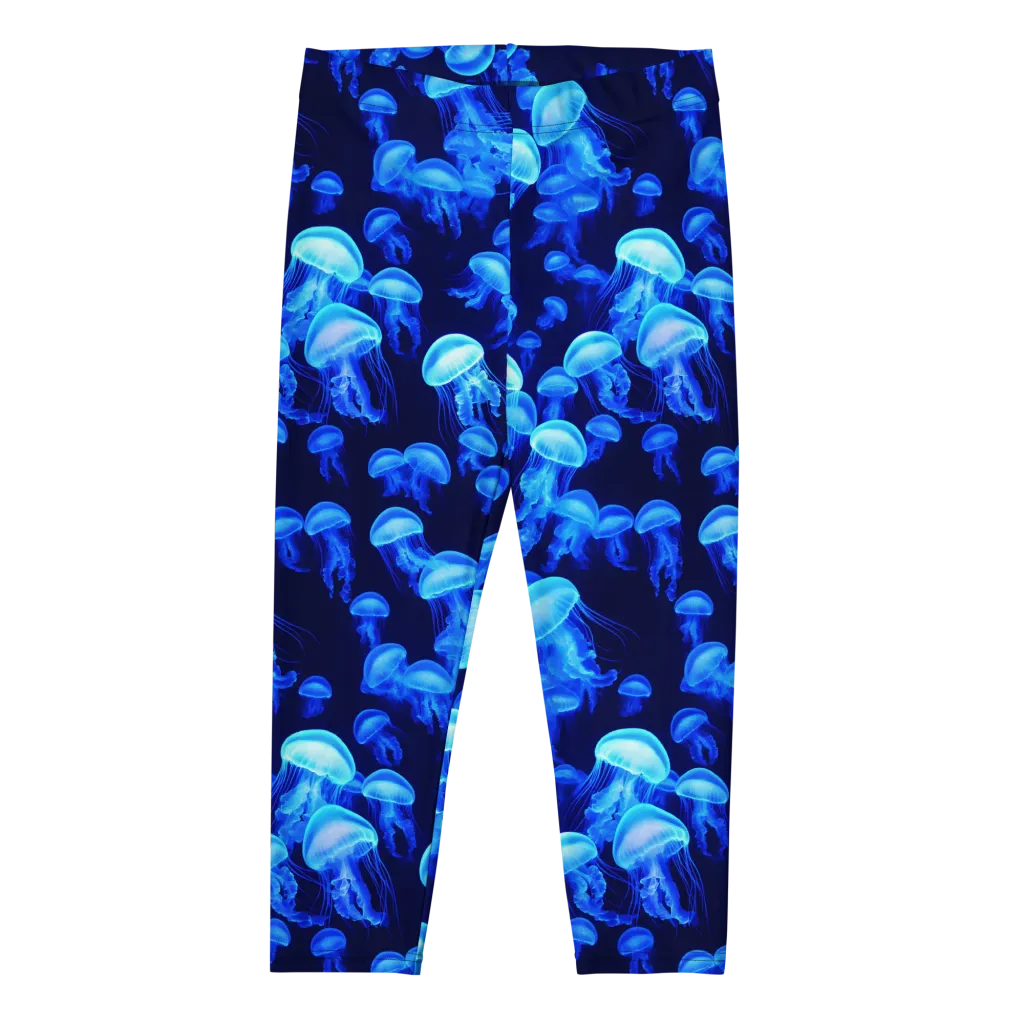 Azure Bloom on Capri Leggings — Front