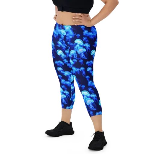 Azure Bloom on a Capri Leggings