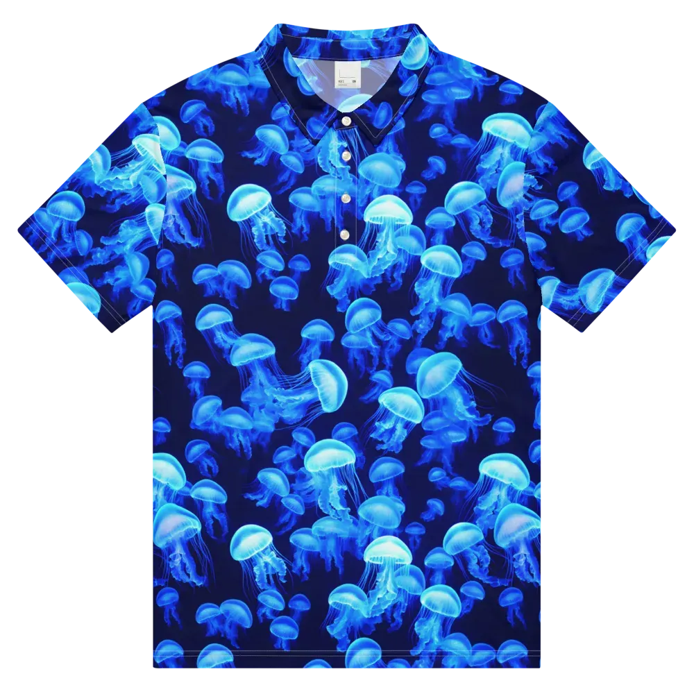 Azure Bloom on Men's Slim Fit Polo Shirt — Front